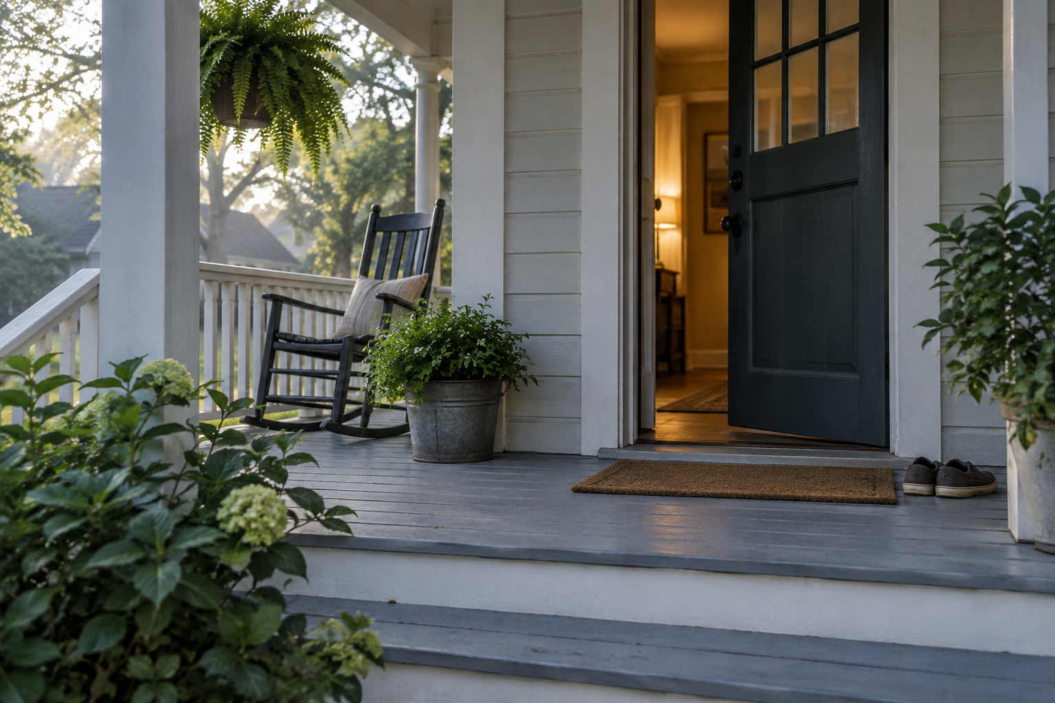 Representative recovery housing entrance and porch